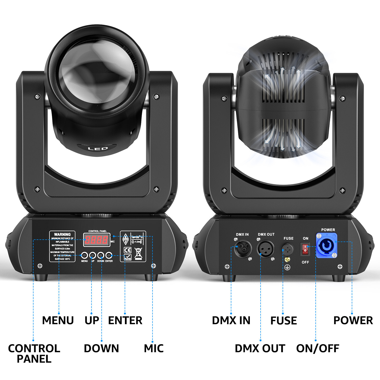 150W 18 Prisms Moving Head Lights 8 GOBO 8 Colors Beam Stage Light for DJ Party