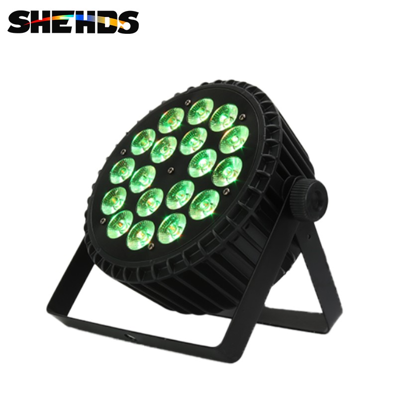 SHEHDS 18x18W Aluminum LED RGBWA+UV 6in1 Flat Par Light For Stage Party DJ Light