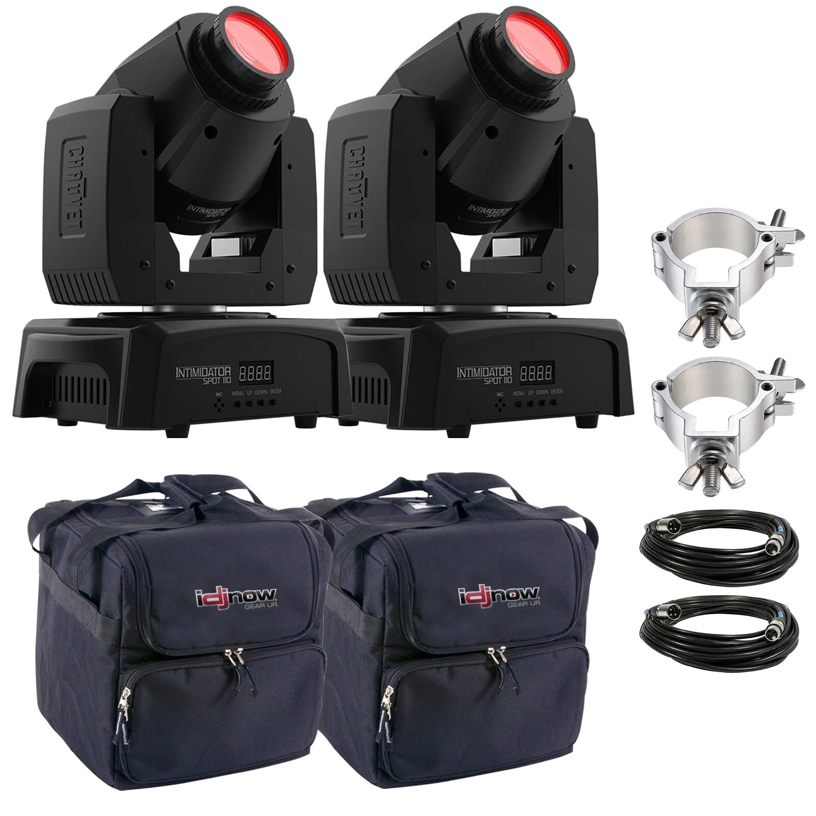 Chauvet DJ Intimidator Spot 110 Moving Head 2 Pack w/ Cases & Clamps
