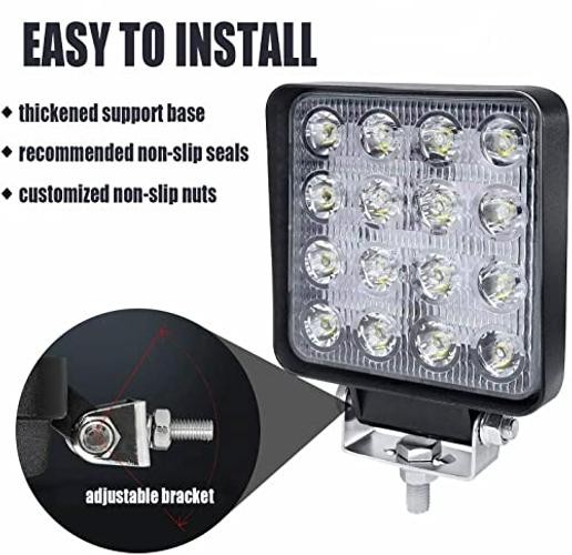 Led Light Bar, 20PCS 4inch 48W LED Square Light Spot Lights Off Black 20pcs