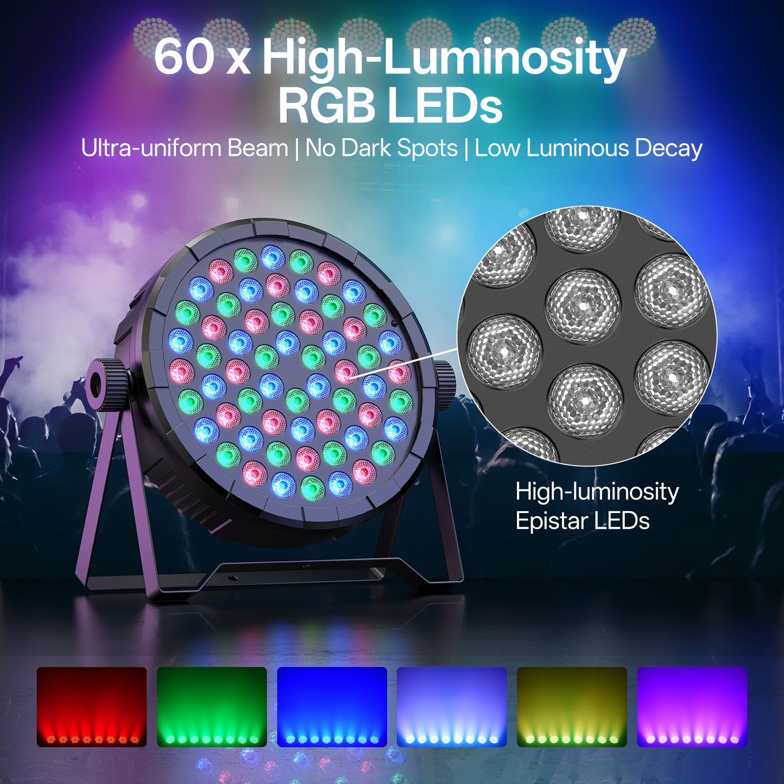 RGBWA Par Lighting LED DMX Stage Light DJ Disco Party Show Bars Remote Control