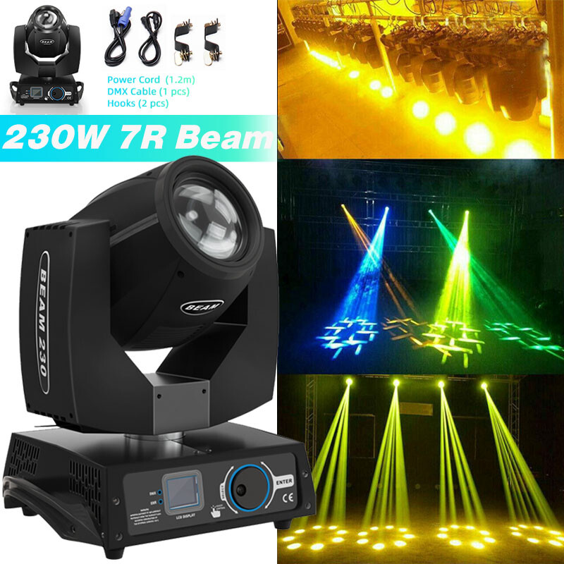 230W 7R Zoom Moving Head Beam GOBO Stage Lighting 16+8Prism DMX Party DJ Light