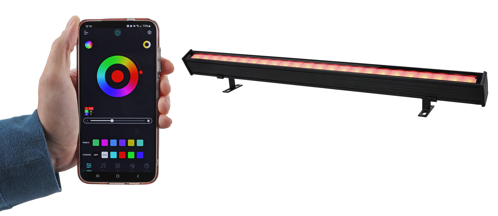 Rockville APP BAR 24 Waterproof Outdoor/Indoor DJ Wash Light Bar w/ App+Remote