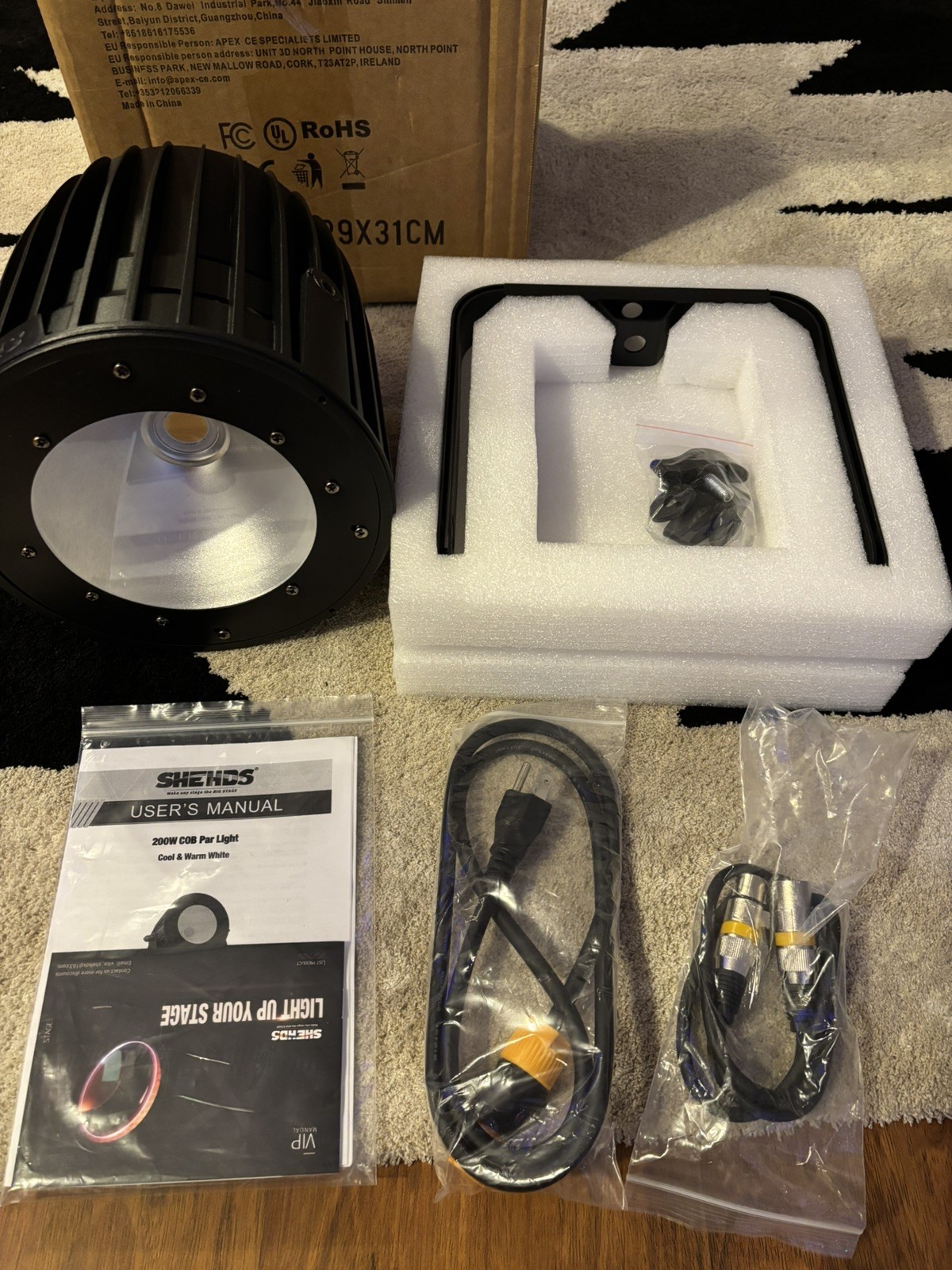 SHEHDS LED 200W COB Par Light Warm+Cool White 2in1 For Stage Event lighting