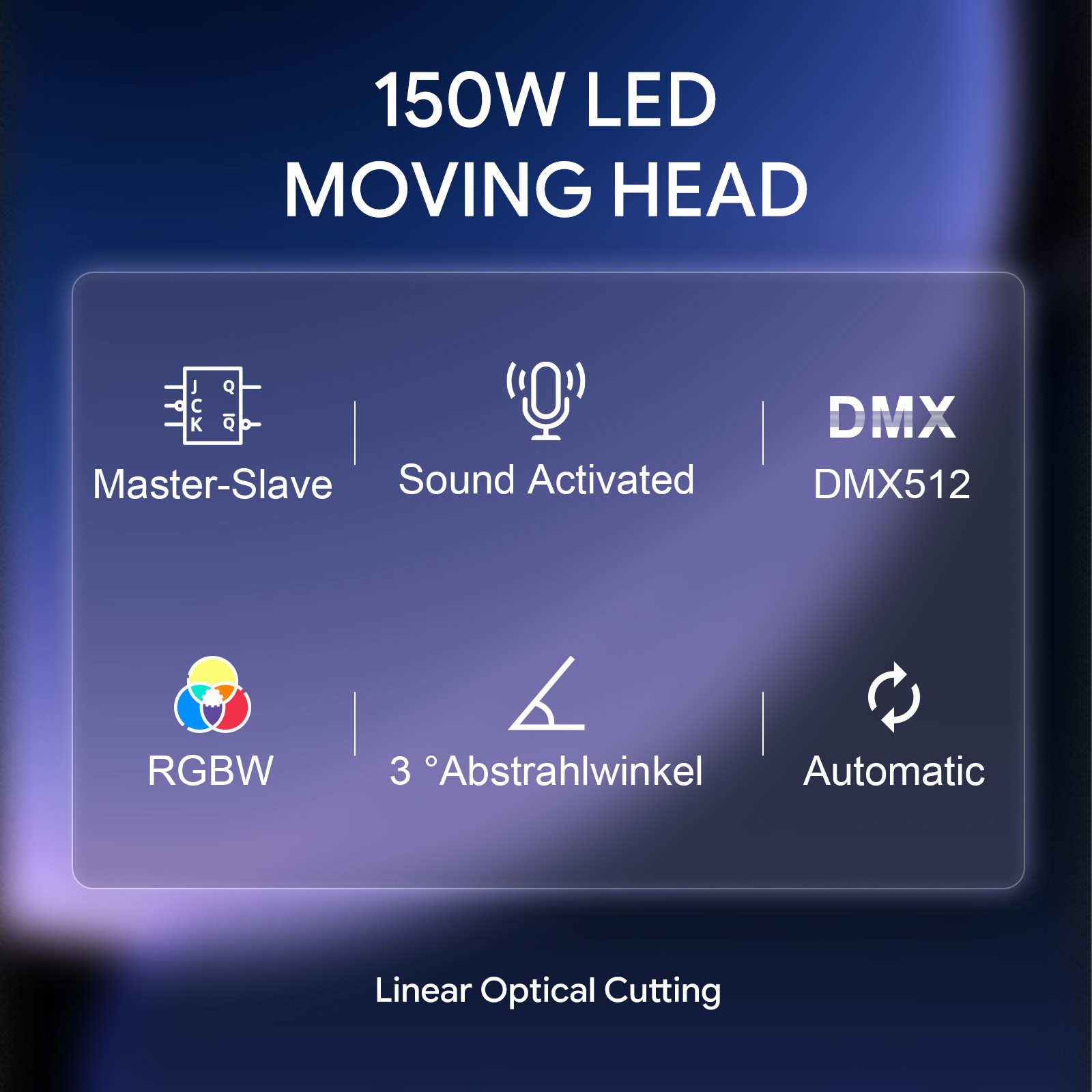 150W LED Moving Head Light RGBW Gobo Beam Stage DJ Disco Bar DMX Spot Lighting