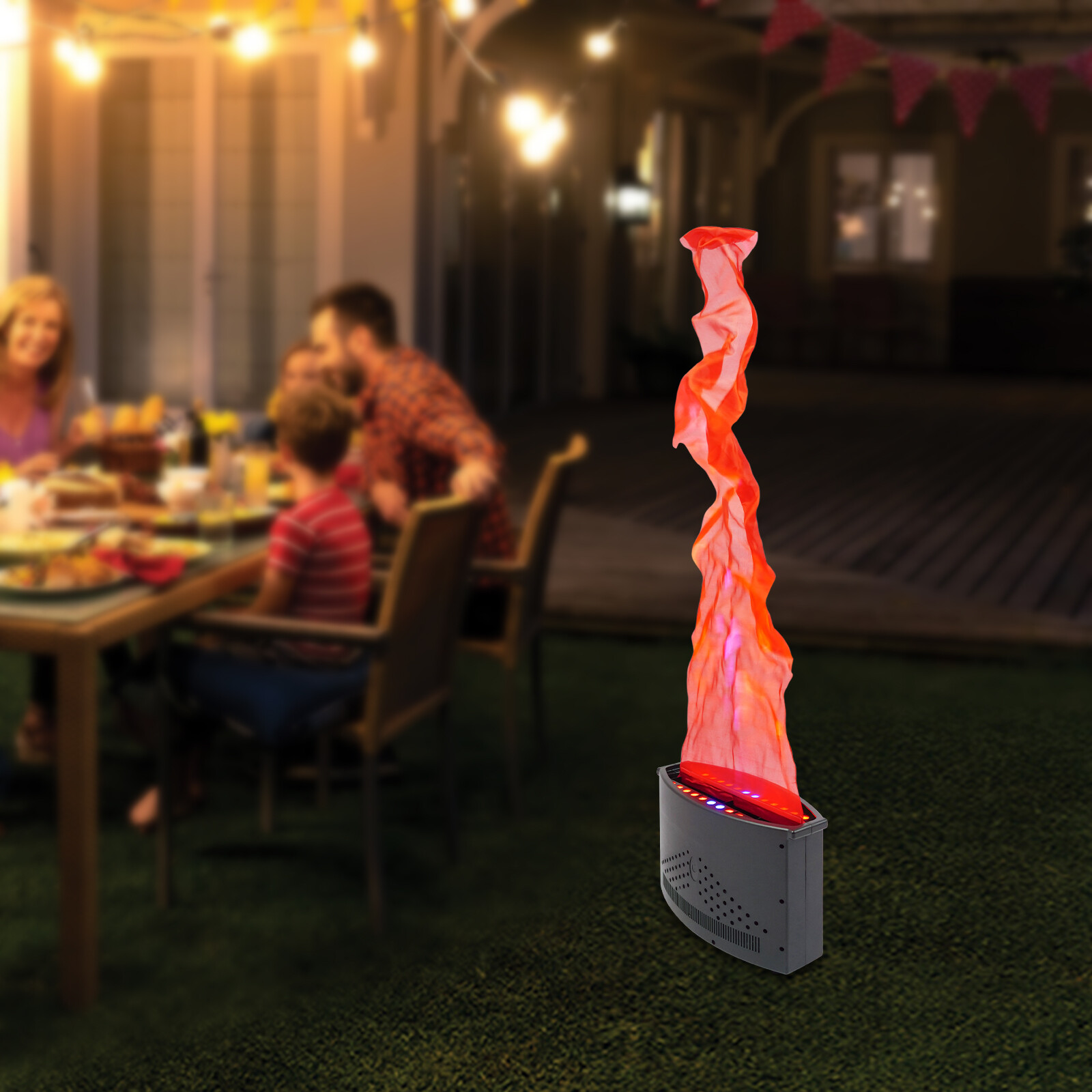 24 LED Flame Effect Lamp 1.5m Silk Flame Cloth 130W Free-Standing Black