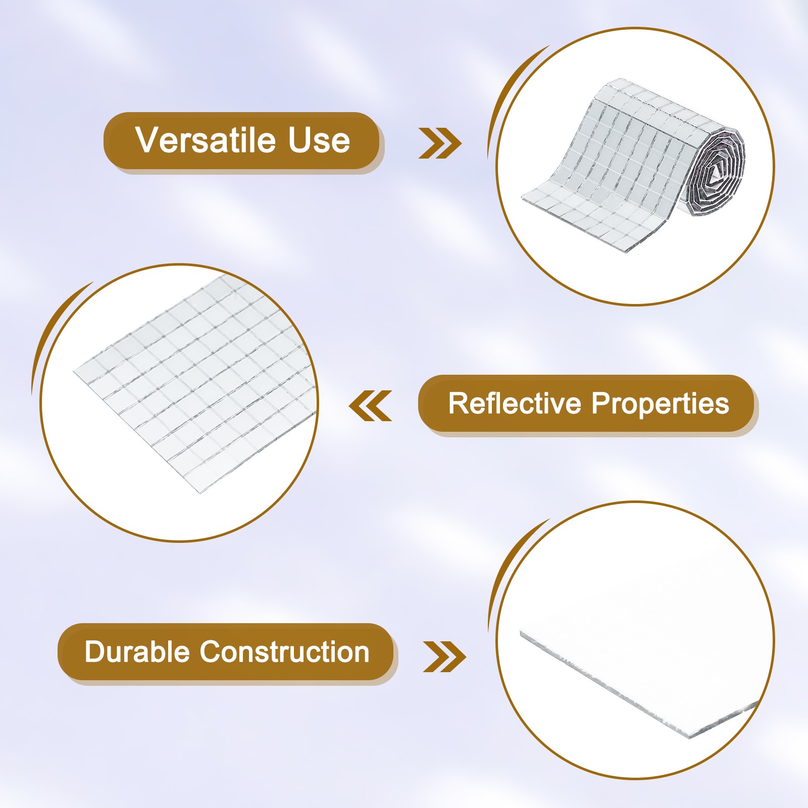 7200 PCS Glass Mirrors Disco Ball Tiles Self-Adhesive Silver 5x5mm, 15 Sheet