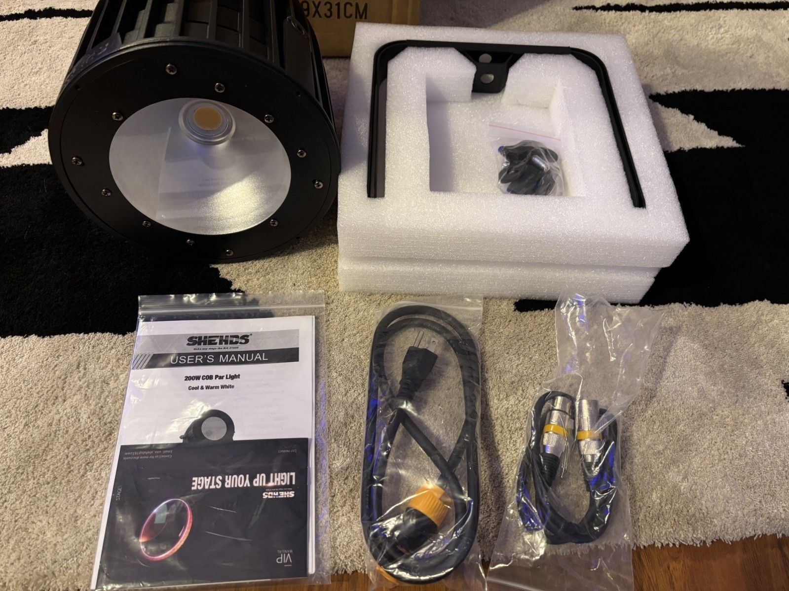 SHEHDS LED 200W COB Par Light Warm+Cool White 2in1 For Stage Event lighting