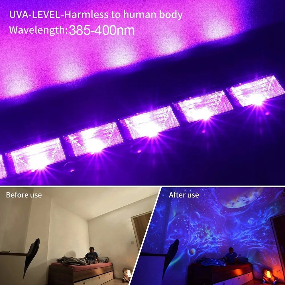 40 LED UV Black Light Bar Fixtures Ultraviolet Lamp Strip US Plug DJ Party Club