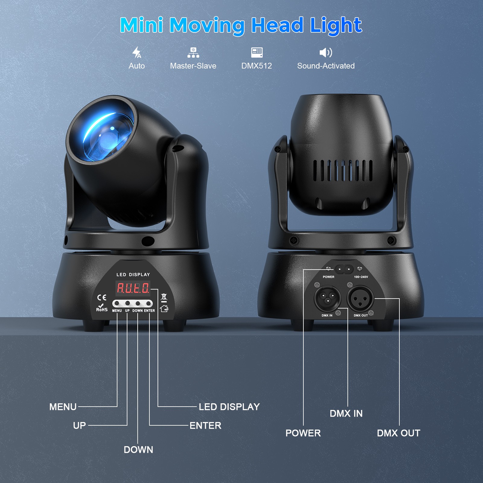 Mini Moving Head Light 100W DMX RGBW Strobe LED DJ Lights Party Spot Stage Light