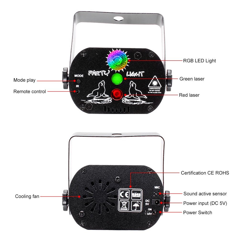 1024Pattern Laser Projector Stage Light LED RGB DJ Disco KTV Show Party Lighting