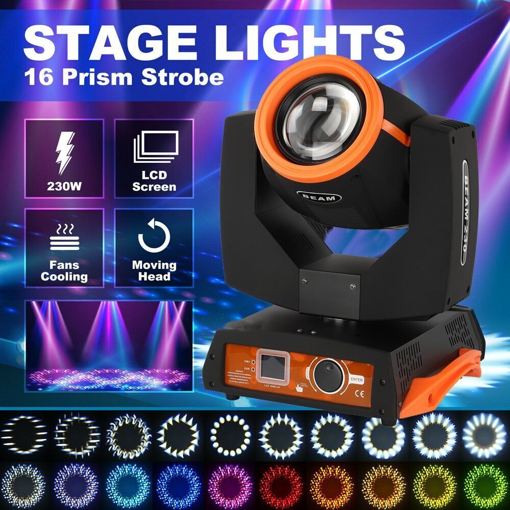 7R 230W Zoom Moving Head Beam Sharpy Light 8 Prism Strobe DMX Stage DJ Party
