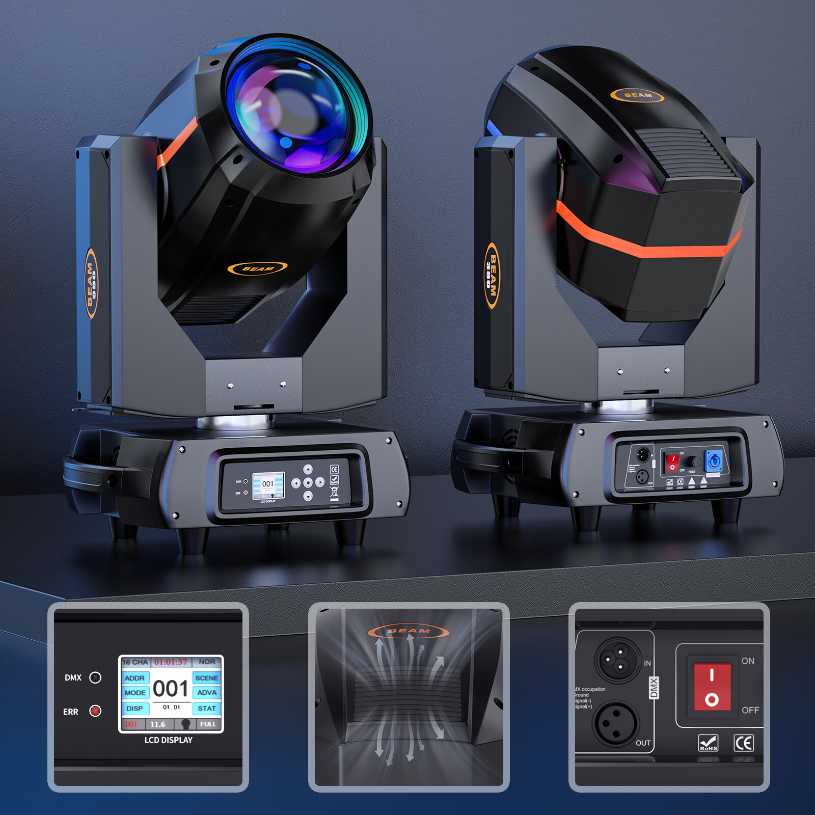 380W 20R Moving Head Stage Light 48Prism RGBW Gobo DMX Beam Strobe Disco Light