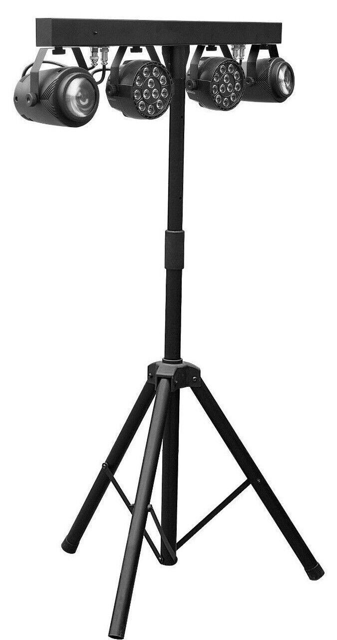 Complete Professional 4-Par Stage LEDs Lights DJ Band DMX System & Stand MU-L31F