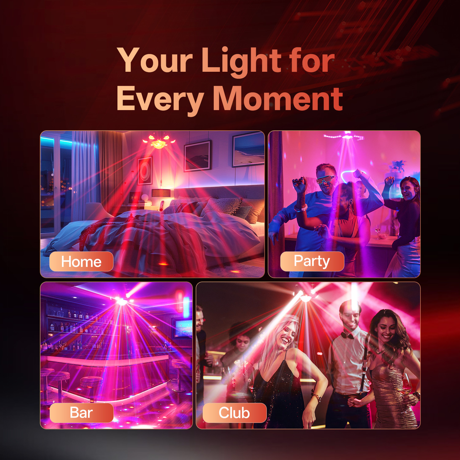 UKING 6 Arms Laser RGBW LED Moving Head Light Disco Stage Lighting Beam DMX512