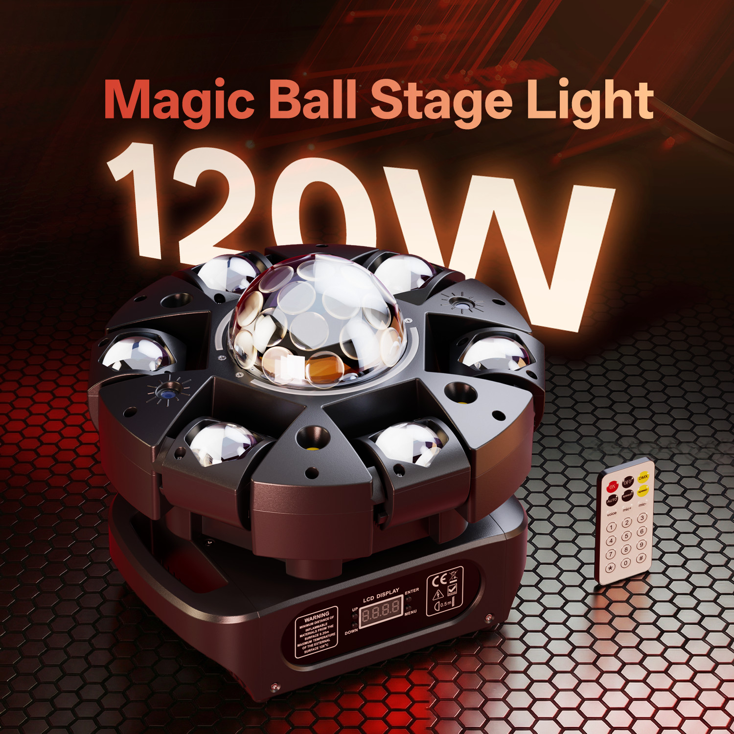 UKING 6 Arms Laser RGBW LED Moving Head Light Disco Stage Lighting Beam DMX512