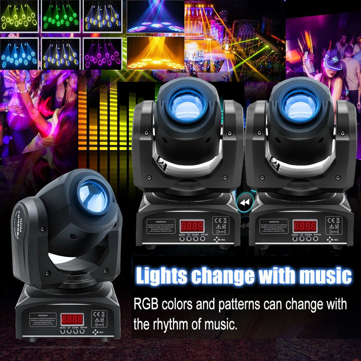 2X 120W LED Moving Head RGBW Stage Lighting Disco DJ DMX Beam Spot Party Lights