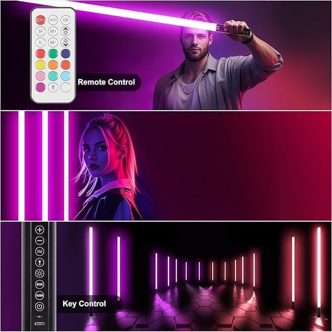 DJ Tube Lights with Stand 4ft 5000mah Rechargeable RGB Light Bar Synchronous …
