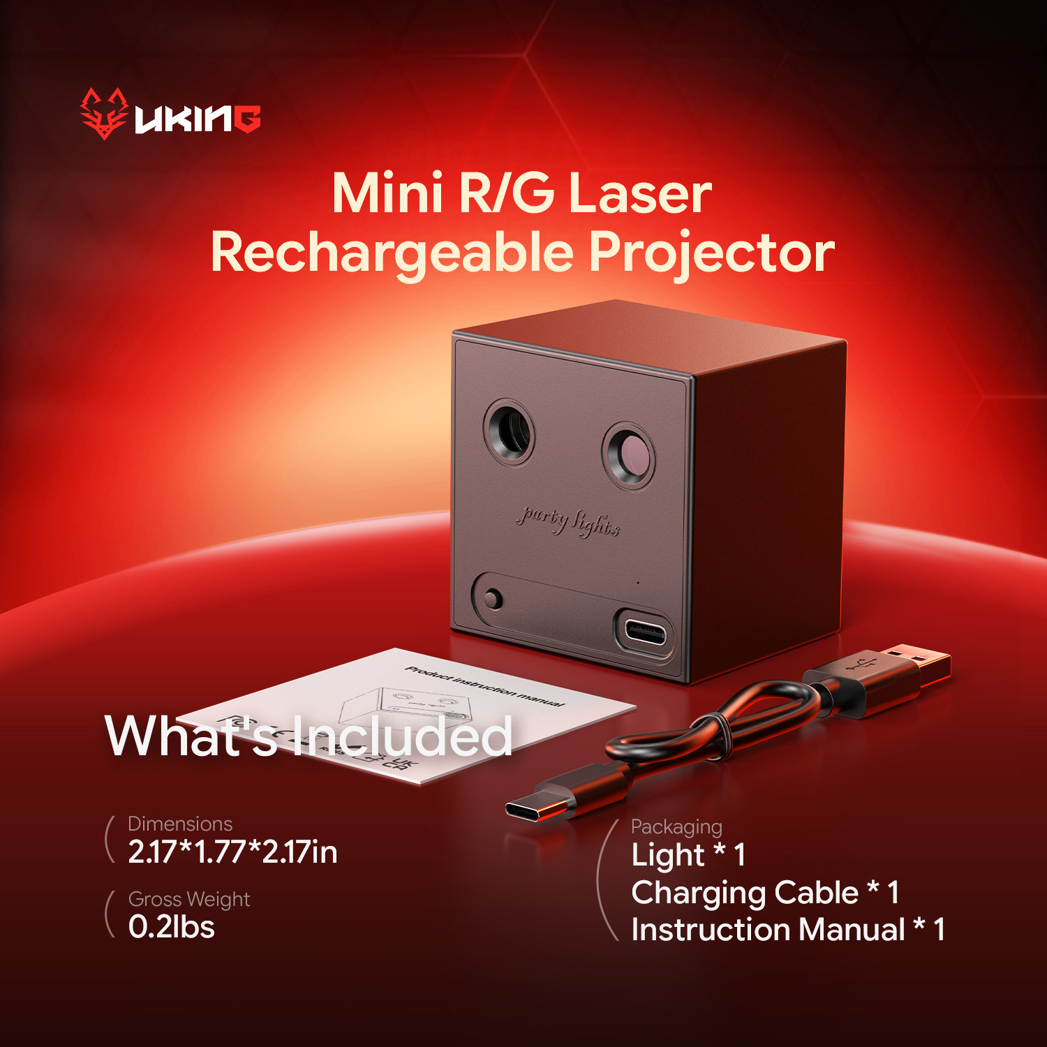 Rechargeable Mini Laser Projector 64 Effects Music Sync DJ Party Disco Light