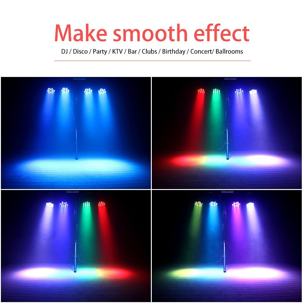1-10Pcs 36LED RGB Par Light DMX Remote DJ Party Show Stage Lights W/Tripod Stand