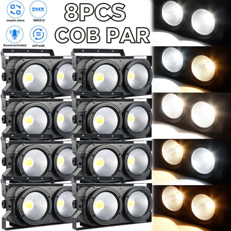 8PCS 200W COB LED Par Light DMX Stage DJ Audience Blinder Light Warm +Cool White