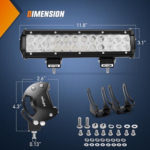 LED Light Bar 12 Inch 72W Spot Flood Combo Beam Off Road Lights Fishing Green
