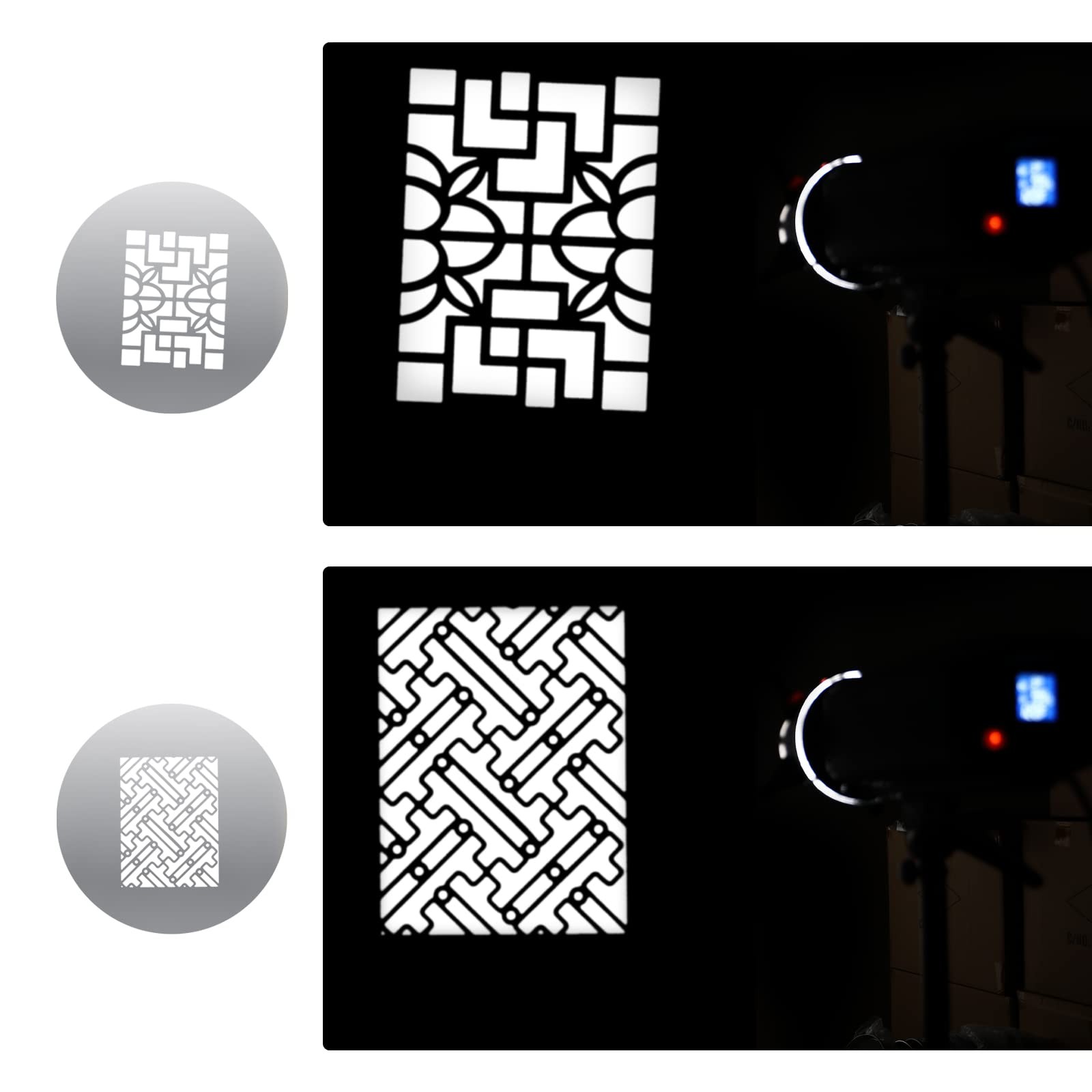 12-Pcs Round GOBO Kit, 66mm Metal Plate with Different Patterns Works with Sp…