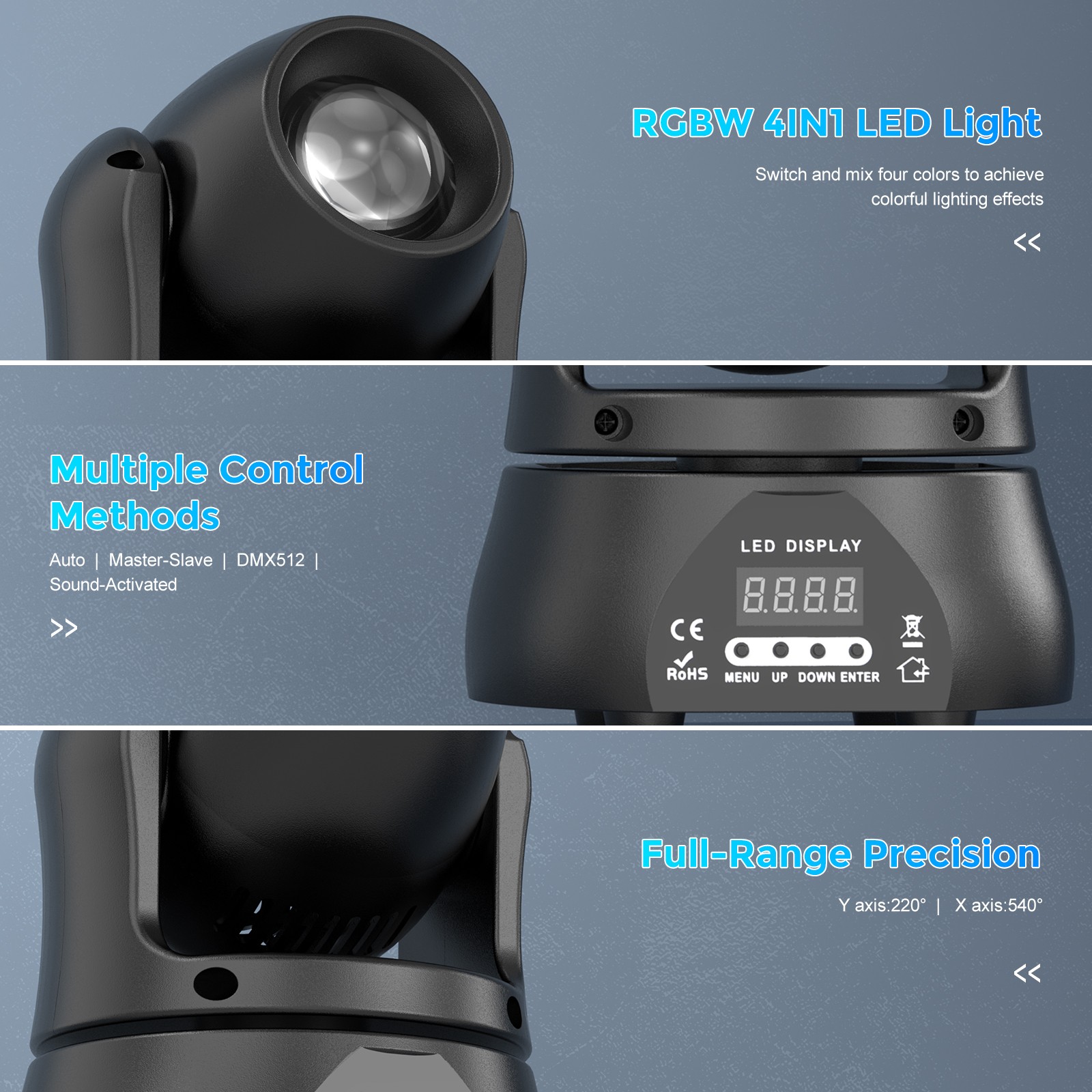 120W LED Moving Head Lights DMX RGBW Beam Stage Spot Lighting DJ Disco Party