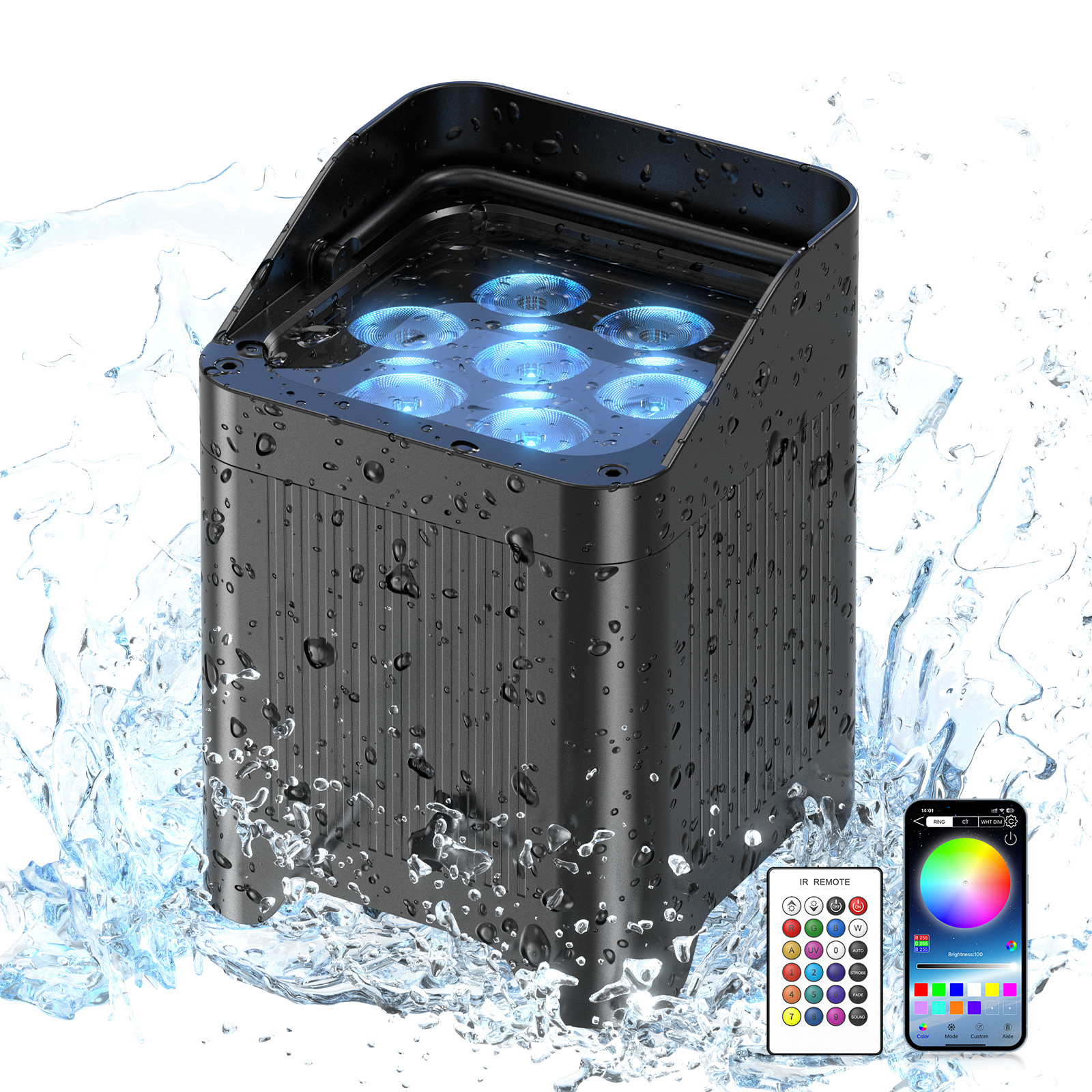 Waterproof Rechargeable Wireless Stage Par Light Battery Uplight 7x20W RGBWA UV