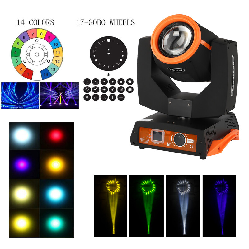 230W 16CH DMX512 7R Zoom 16+8 Prism Beam RGBW Moving Head Stage Light Gobos Lamp