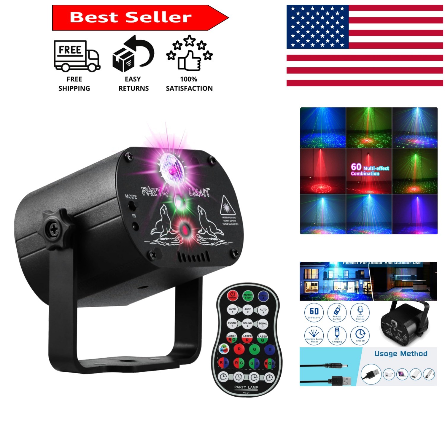 Upgraded Multi-Effects Laser Light – Sound Activated and Ideal for Celebrations