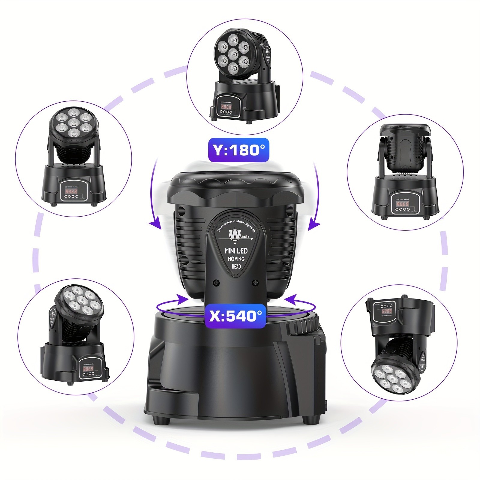 RGBW Moving Head Wash Lights DMX512 Auto Sound Activated Indoor Stage Lighting