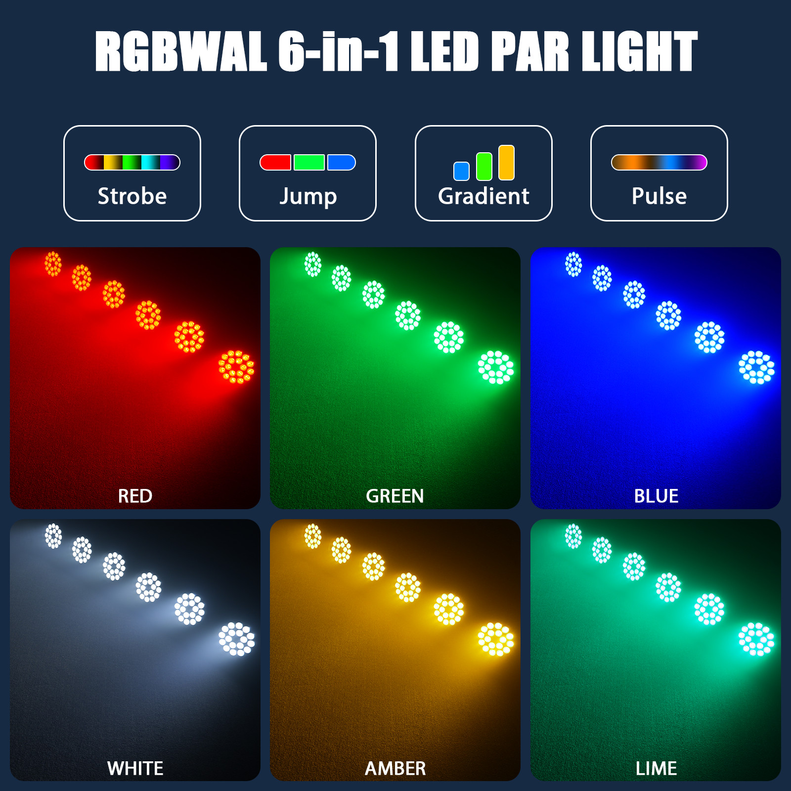 200W 18 LED PAR Lights RGBWAL Stage Lighting DMX512 DJ Disco Party Show Light