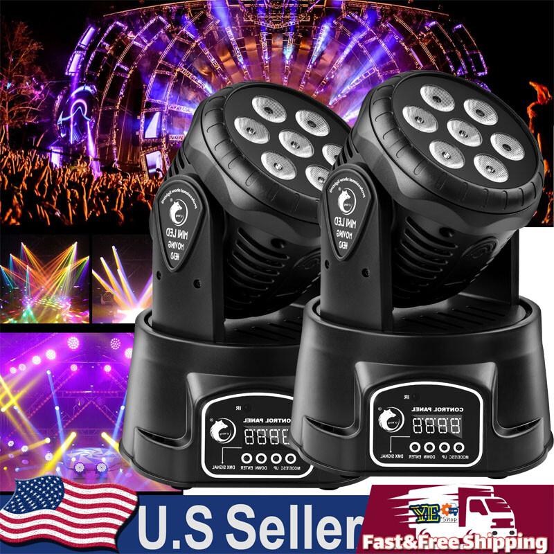 2PCS Moving Head 105W RGBW LED Beam Stage Lighting DMX DJ Party Club Disco Light