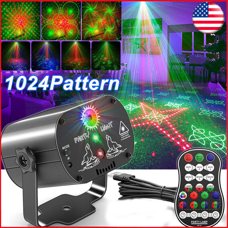1024Pattern Laser Projector Stage Light LED RGB DJ Disco KTV Show Party Lighting