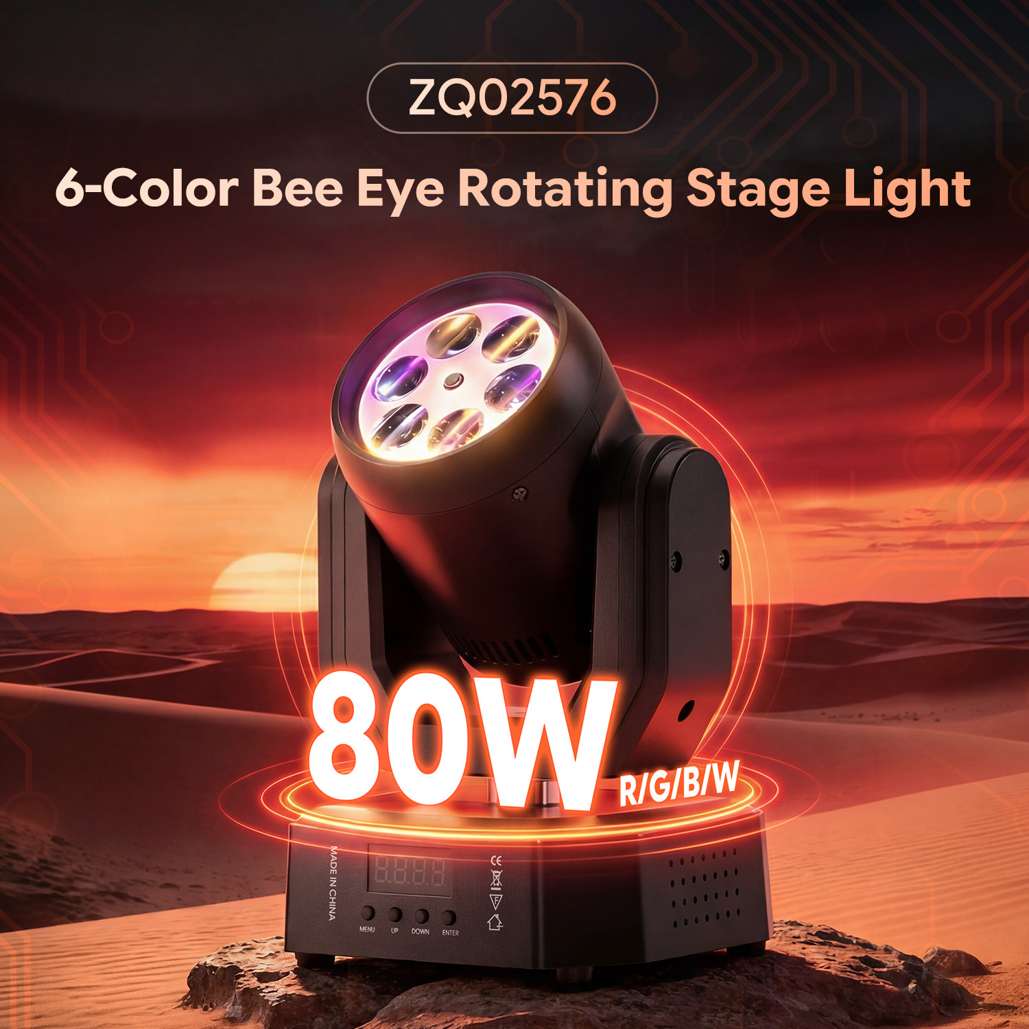 80W Bee Eye 6Color Moving Head Light DMX RGBWYP Strobe Beam Stage Effect Light