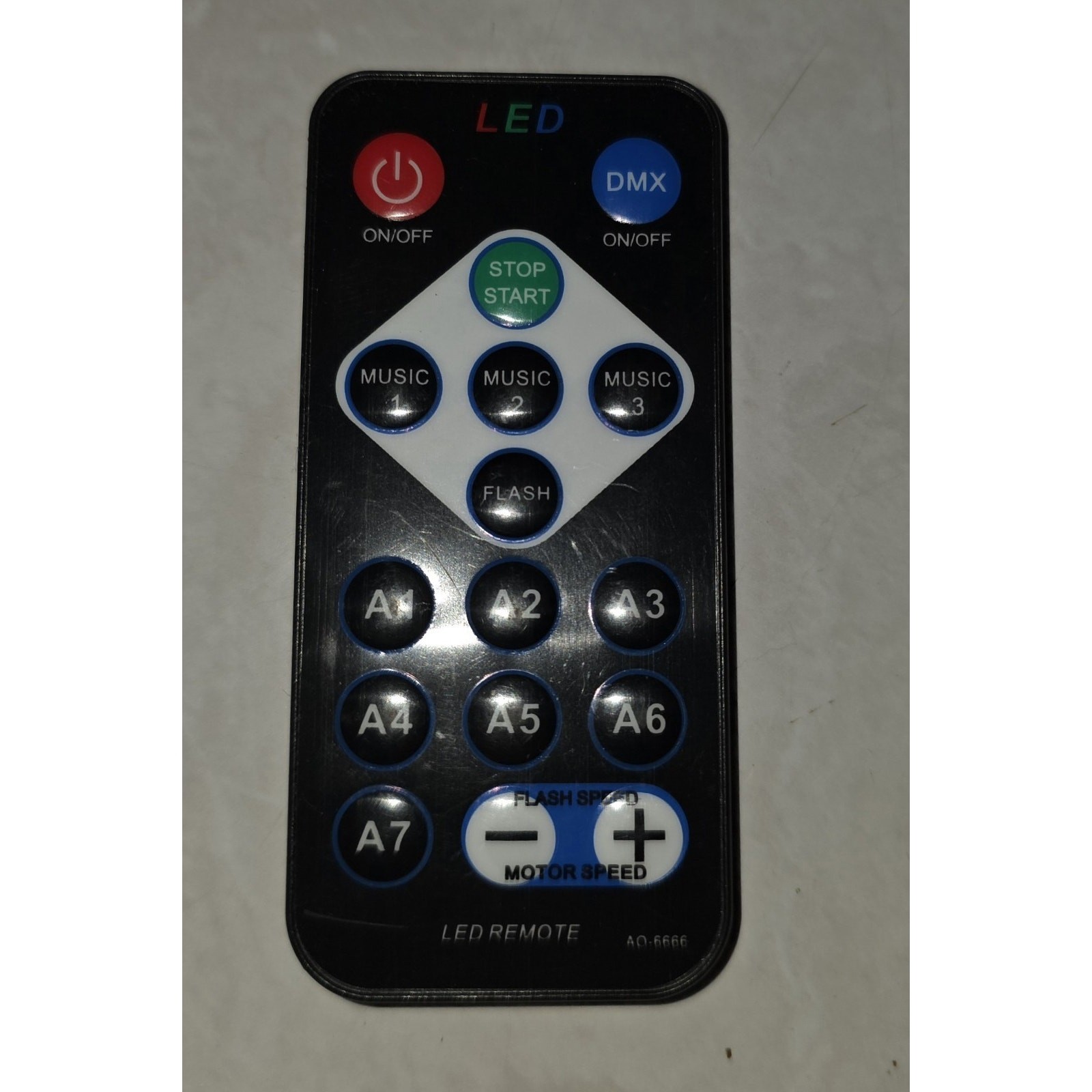 LED Remote Control AQ-6666 DMX Music Flash Motor Speed Party Light Replacement