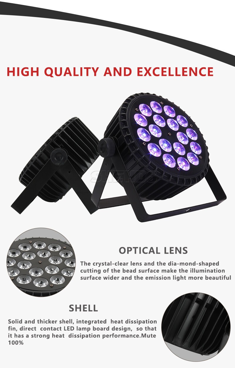 6Pcs 18x12W Aluminum RGBW 4in1 Stage Lighting Par Light Beam For Party Disco Bar