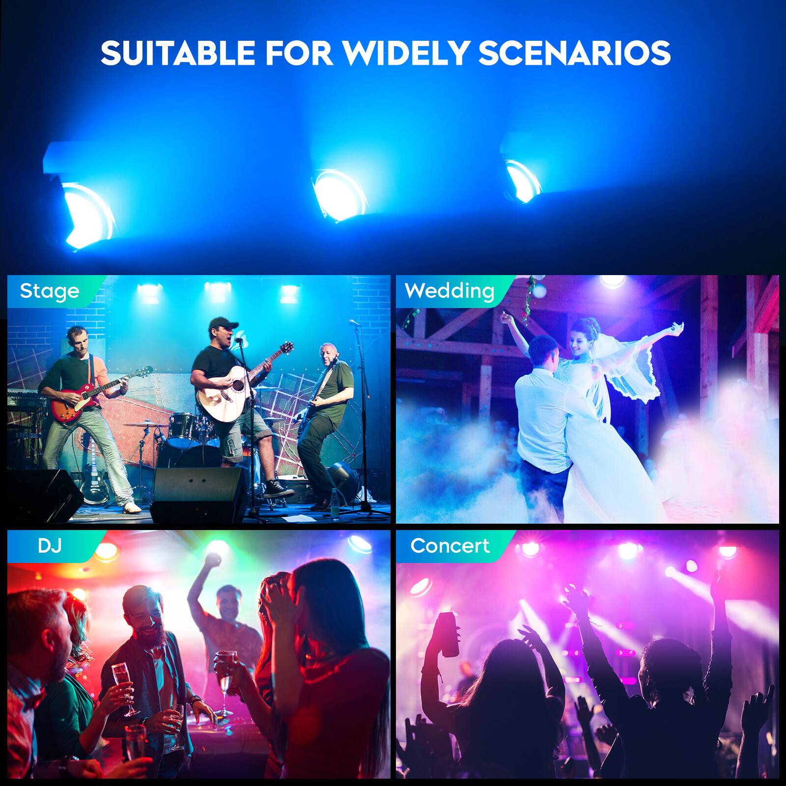 200W RGBWAUV 6IN1 LED Par Stage Lighting DMX cob par DJ Club Disco Party Light
