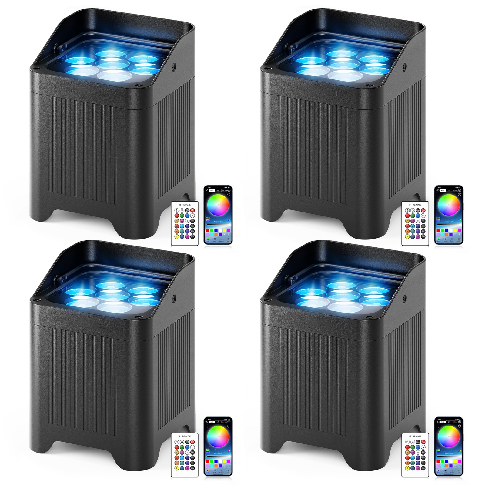 140W IP65 Waterproof Par Light RGBWA+UV Battery Outdoor APP DMX Party Show Bar
