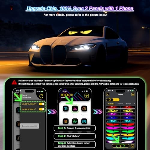 LED Devil Eye Lights for Windshield [Advanced Chip, 100% 14″x4″ Black-1PC