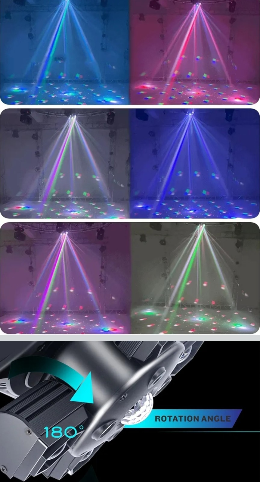 Soerdmx Professional DJ Lights 4-in-1 Moving Head with Red Green Laser & Golden