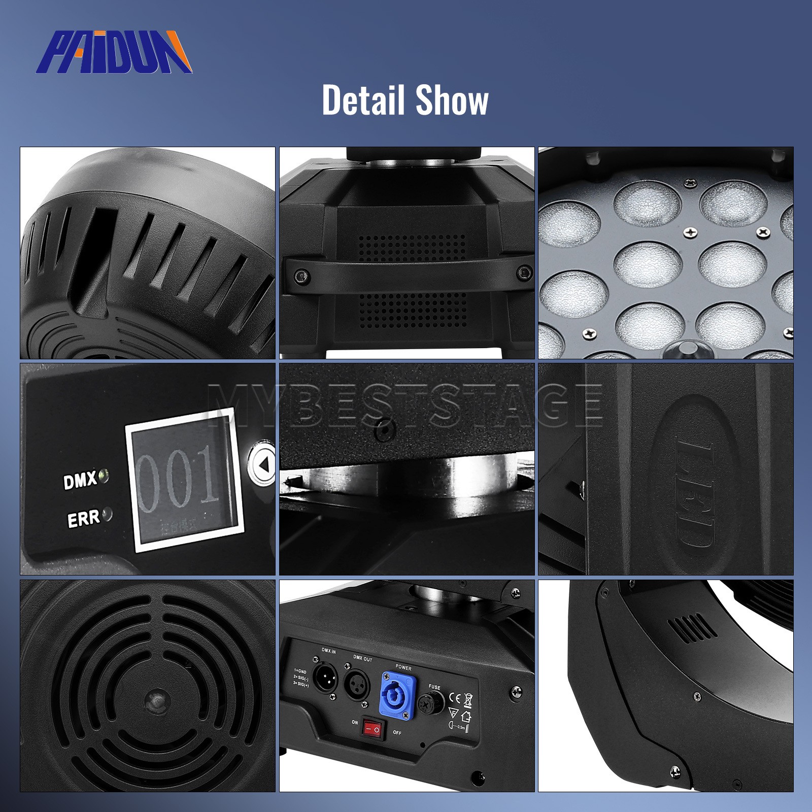 PAIDUN LED 36x10W RGBW Wash Beam Moving Head Stage Light Disco Bar Show Event DJ