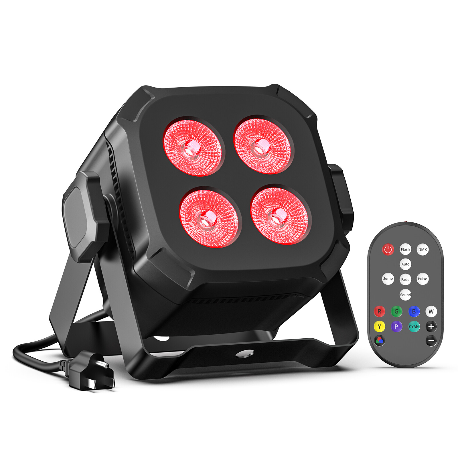 RGBWYP+CYAN Par Light 4 LEDs DMX Remote Control RGBW Stage Light DJ Disco Party