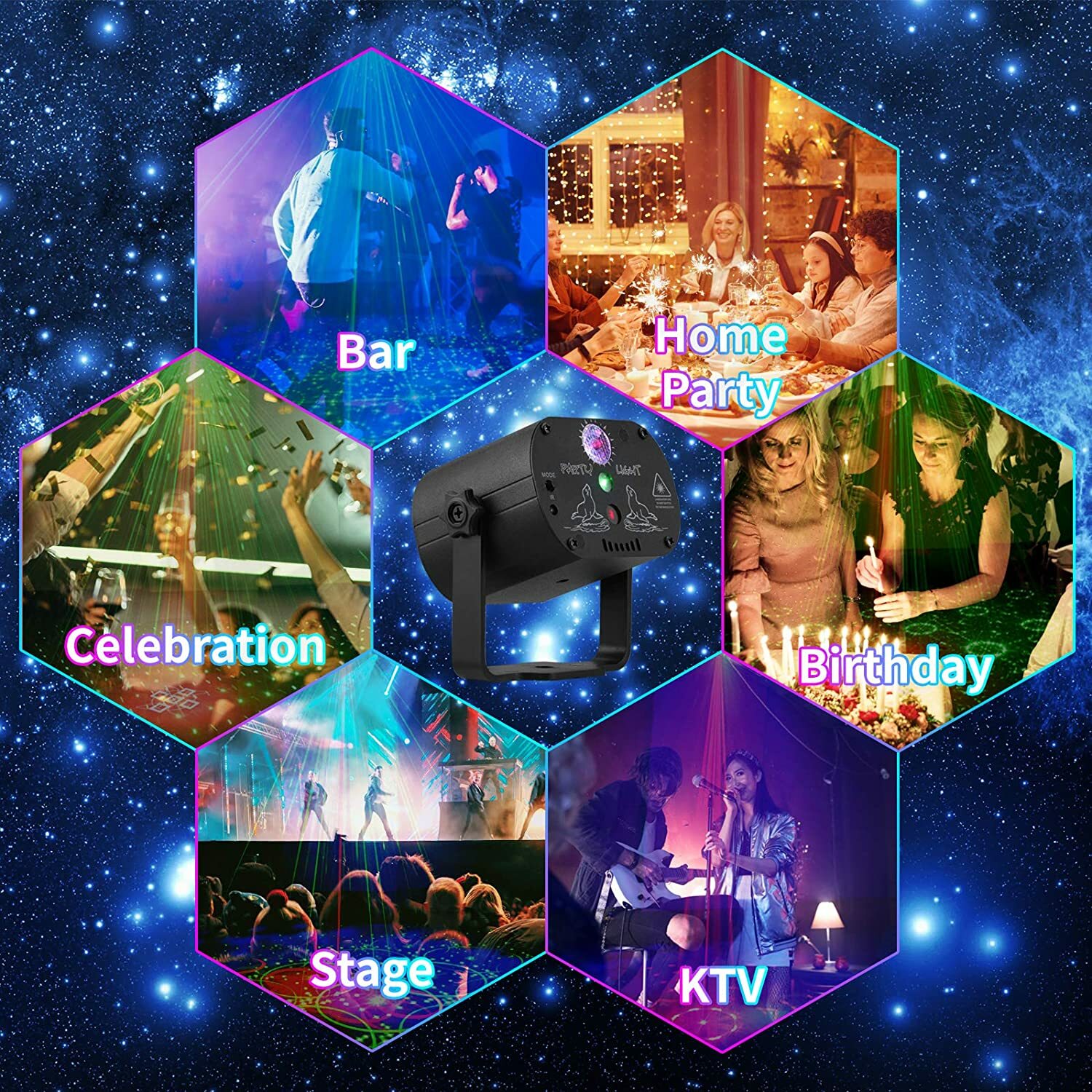 1024Pattern DJ Disco Party Stage Light Laser Projector LED RGB KTV Show Lighting