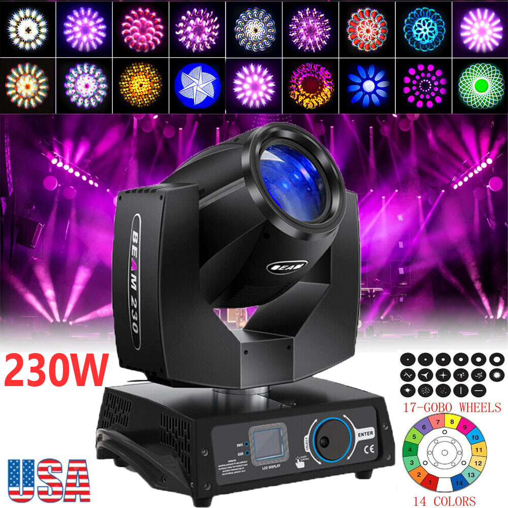 230W LED Zoom 7R Beam Moving Head Stage Lighting Gobo Sharpy DJ Show Disco Light