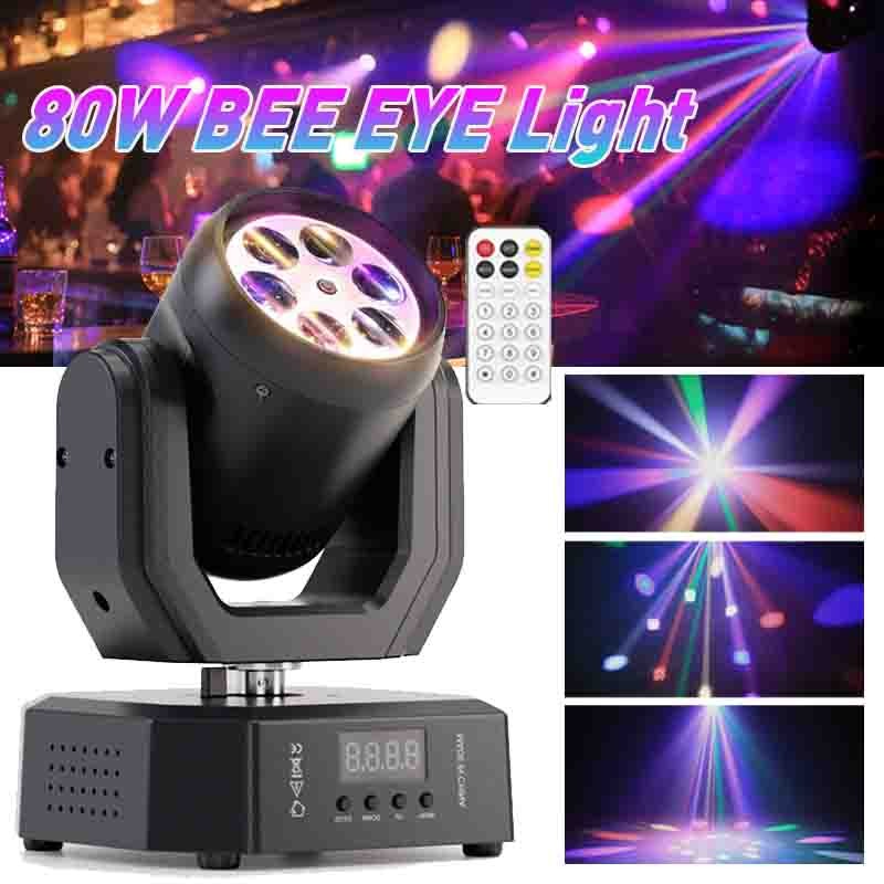 80W Bee Eye LED Beam 6Color Moving Head Light Stage Lighting DMX DJ Club Disco
