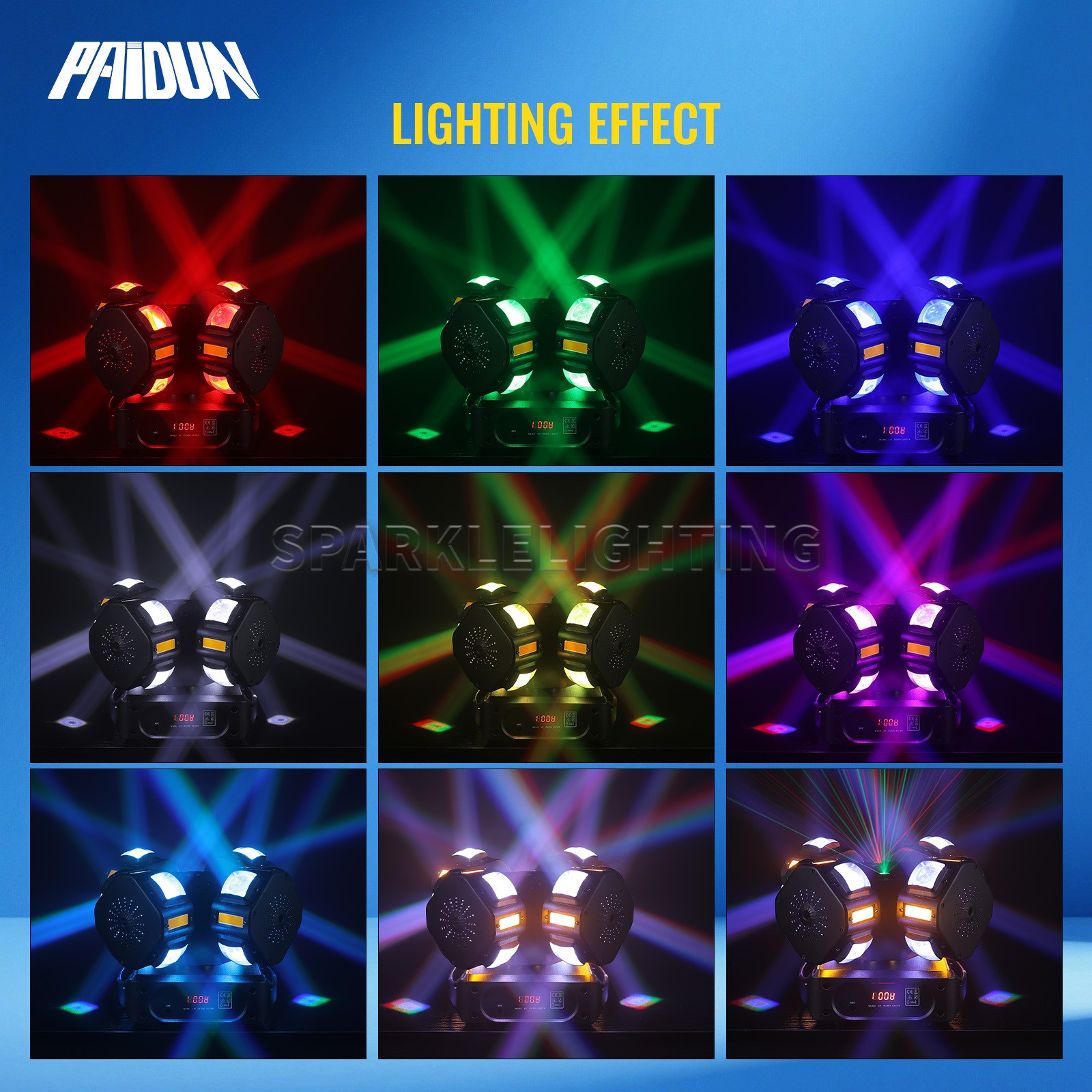 PAIDUN 200W Rotation Laser Beam Moving Head Light DMX Music Control Disco Bar DJ