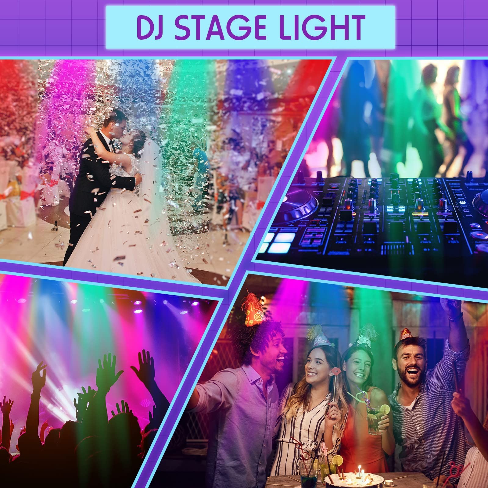 6 Pcs 36 LED Stage Lights RGB LED Par Lights 7 Channels Uplights for Events D…