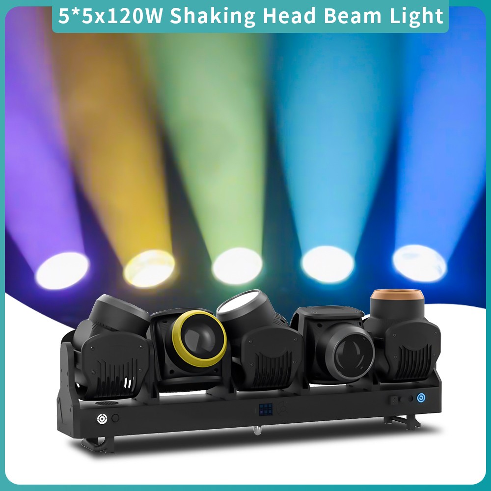 5x120W LED Moving Head Matrix Light DMX RGB 3in1 Zoom Beam Strobe Halo Ring